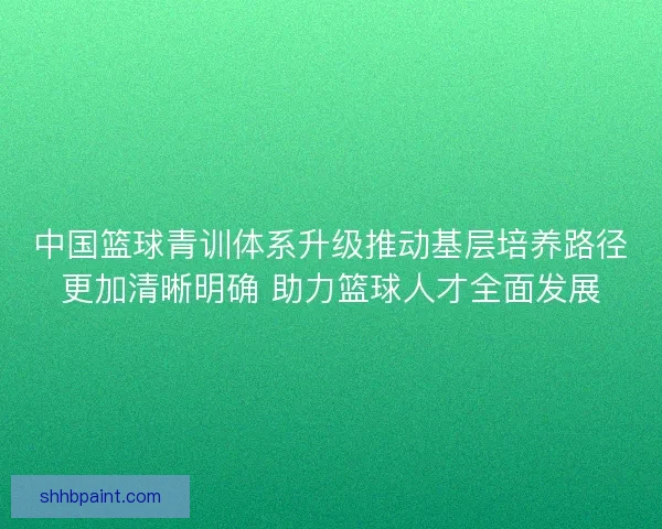 中国篮球青训体系升级推动基层培养路径更加清晰明确 助力篮球人才全面发展