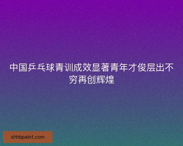 中国乒乓球青训成效显著青年才俊层出不穷再创辉煌