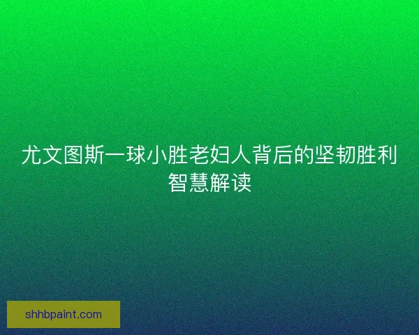 尤文图斯一球小胜老妇人背后的坚韧胜利智慧解读